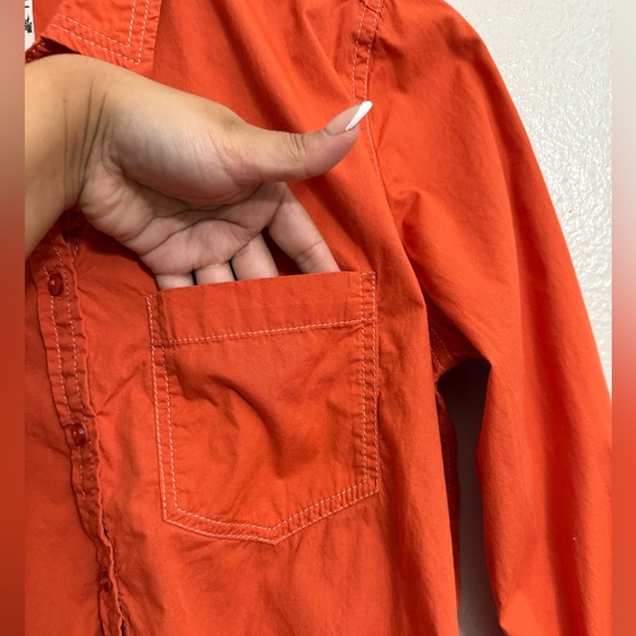 Free People Power Move Long Sleeve Button-Up Bodysuit in Tiger Red - Picture 7 of 9